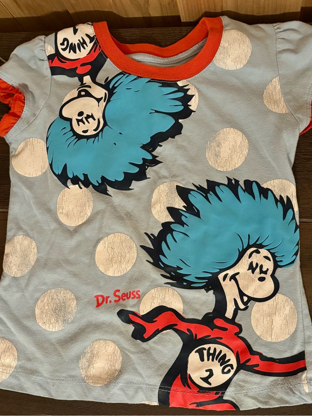 Dr. Seuss Light Blue Tee with Aqua Thing 1 & Thing 2 and Red Trim